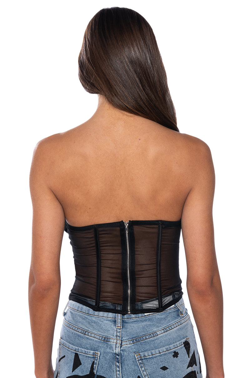 GRACE 3D FLOWER MESH CORSET