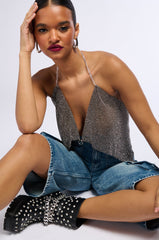 GROOVY NIGHT RHINESTONE MESH BRALETTE