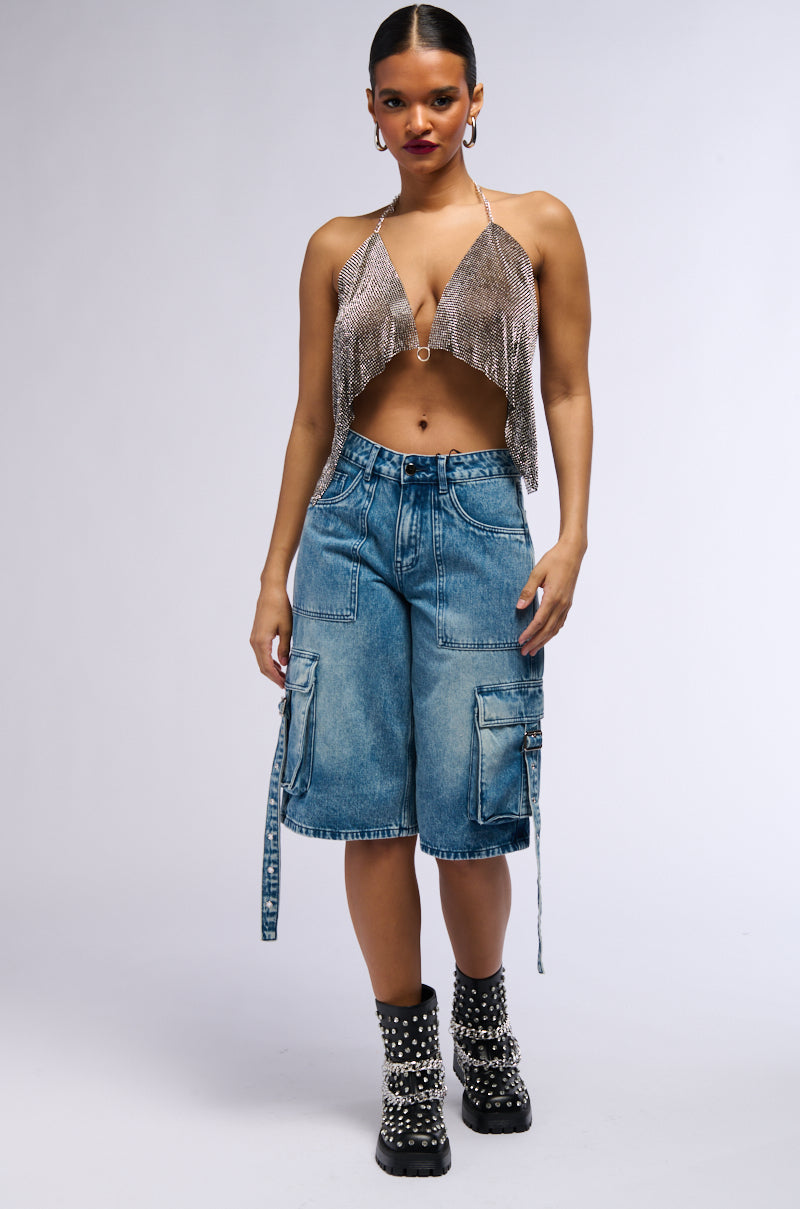 GROOVY NIGHT RHINESTONE MESH BRALETTE