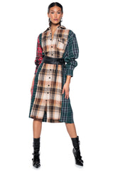 GRUNGE GIRL MIXED PATCHWORK OVERSIZED LONG PLAID TOP