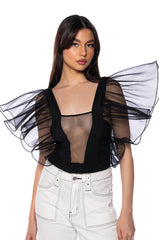HARLOW BUTTERFLY SLEEVE MESH BODYSUIT