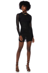 HARPER LONG SLEEVE MESH MINI DRESS