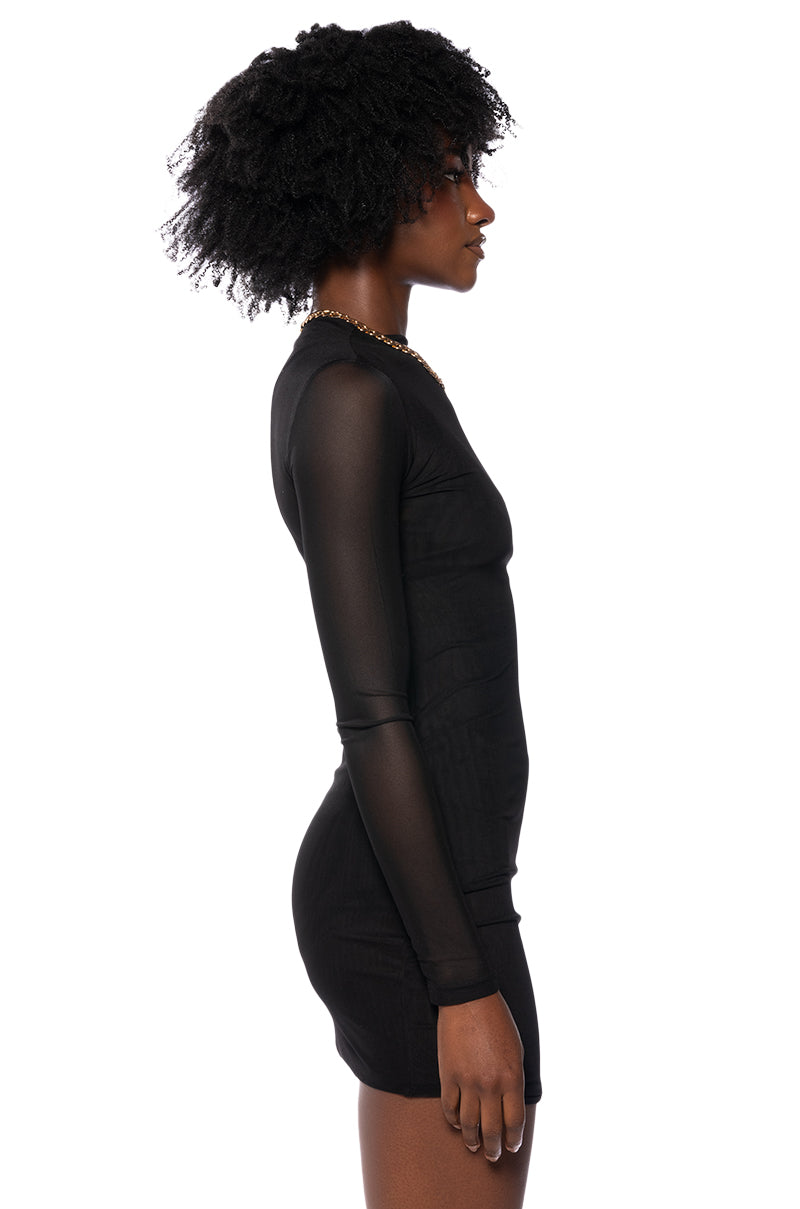 HARPER LONG SLEEVE MESH MINI DRESS