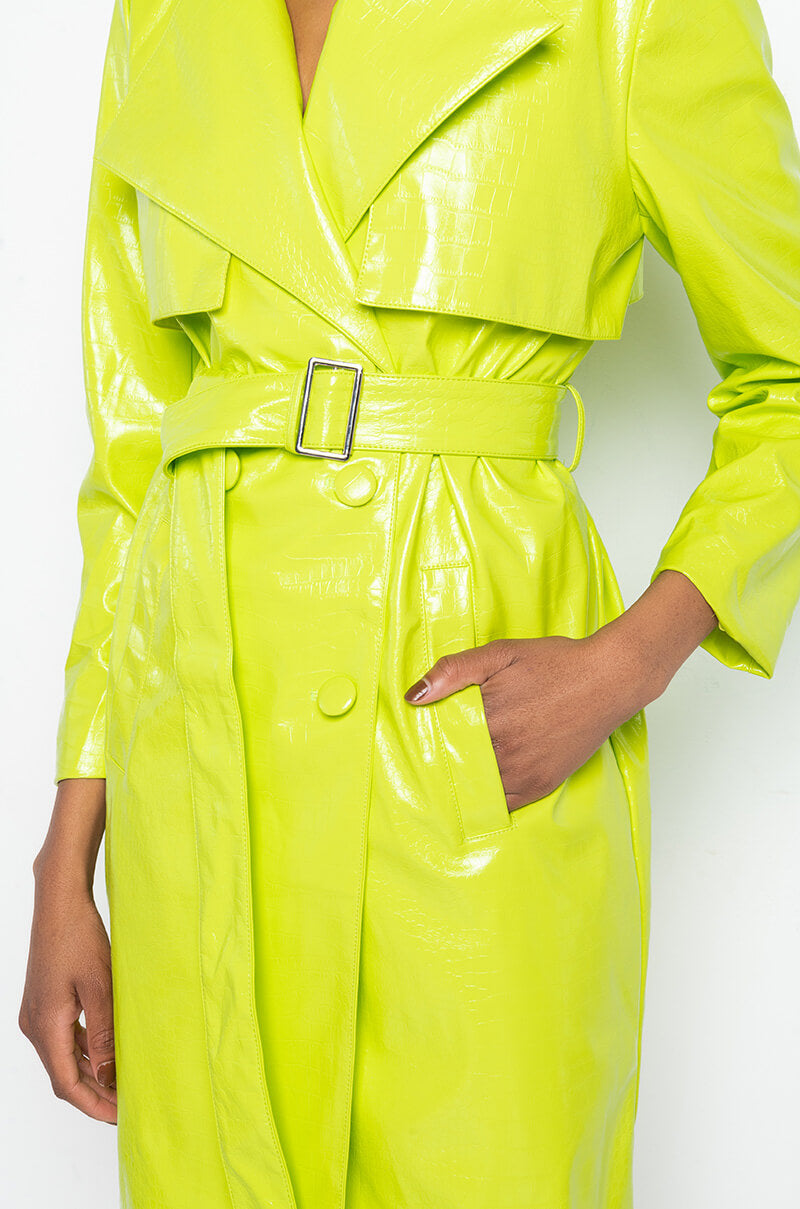 HEARTS ON FIRE NEON CROC TRENCH JACKET