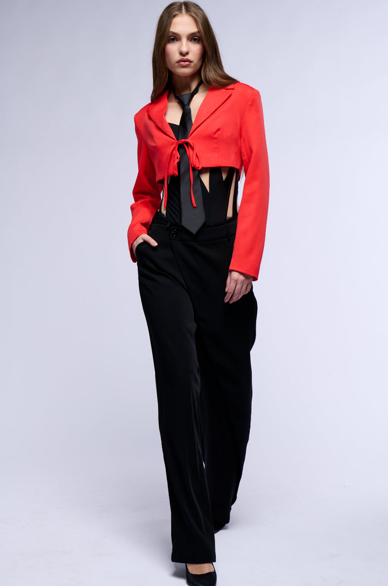HERE FOR IT TIE FRONT CROP BLAZER