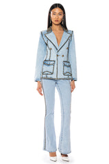 HERE TO STAND OUT EMBELLISHED HIGH RISE FLARE JEANS