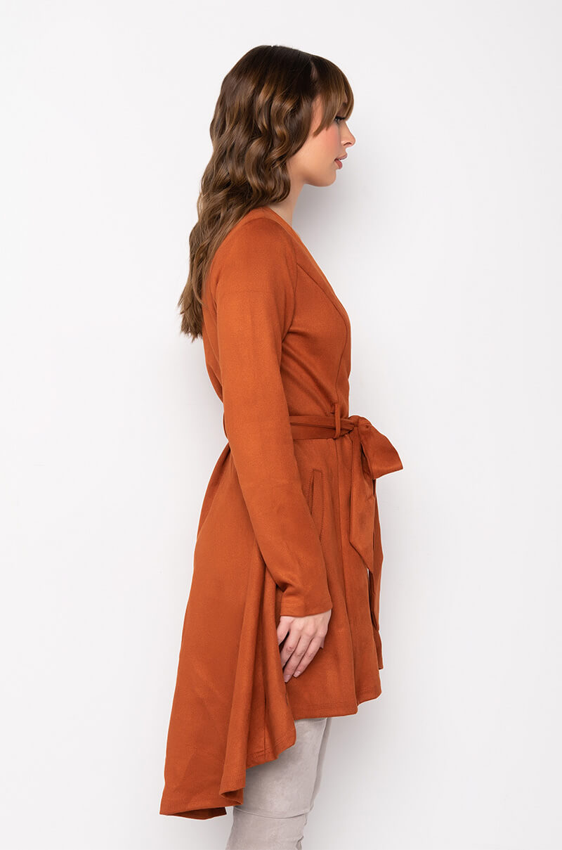 HEY THERE MINI LONG SLEEVE SUEDE DRESS