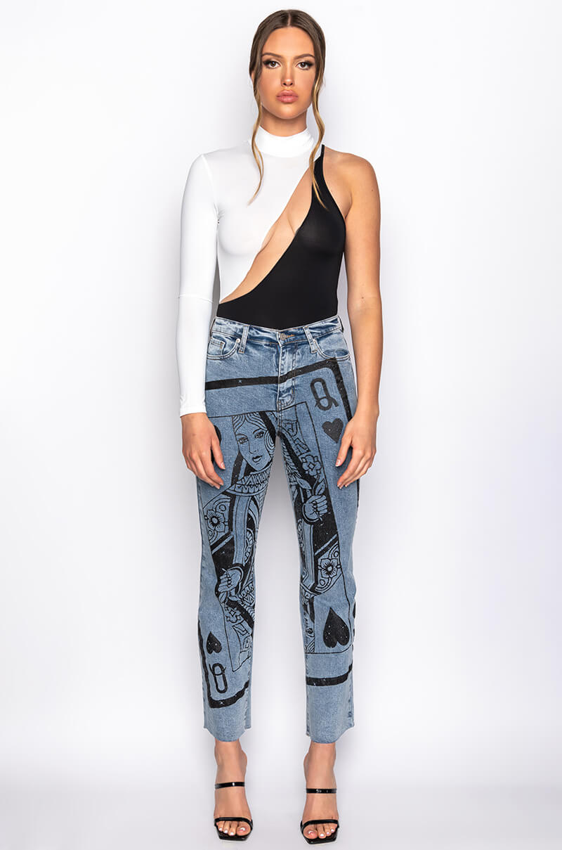 HOT N COLD MESH PANEL ONE SHOULDER BODYSUIT