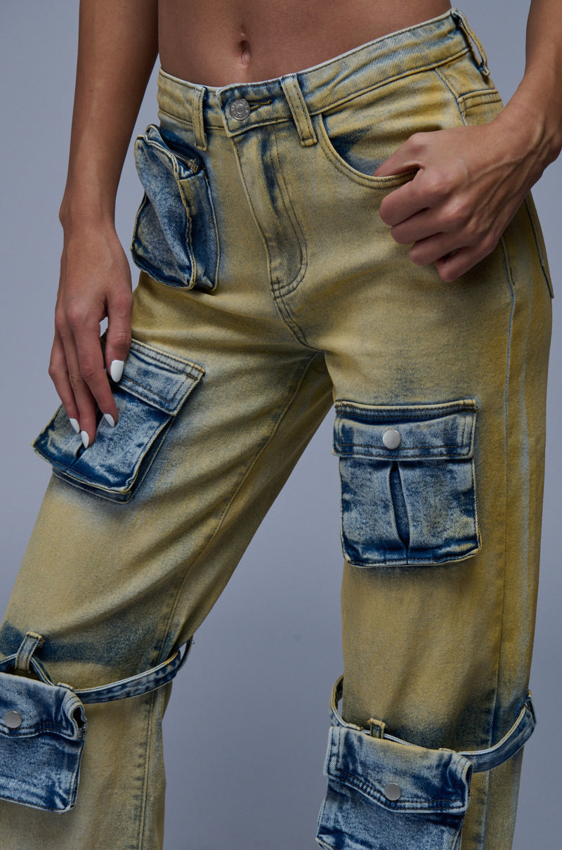 IGGY CARGO POCKET WIDE LEG JEAN