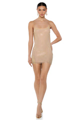 IN THE NUDE RHINESTONE BACKLESS MINI DRESS