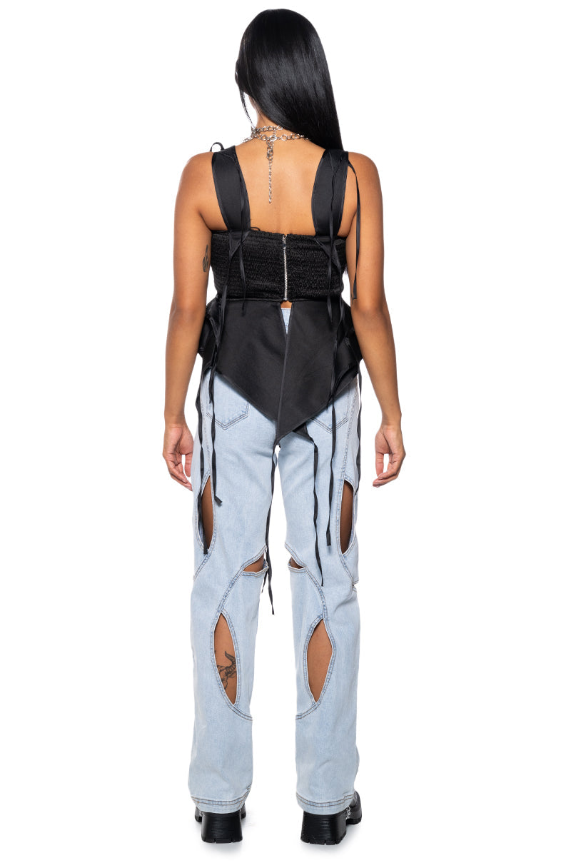 INTO THE NIGHT SATIN EFFECT SLEEVELESS BLOUSE