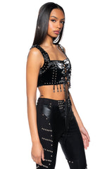 INTRICATE DETAILS SLEEVELESS LACE UP BRALETTE TOP