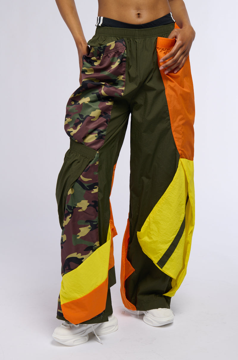 ISA CAMO AND COLORBLOCK NYLON SWEATPANT