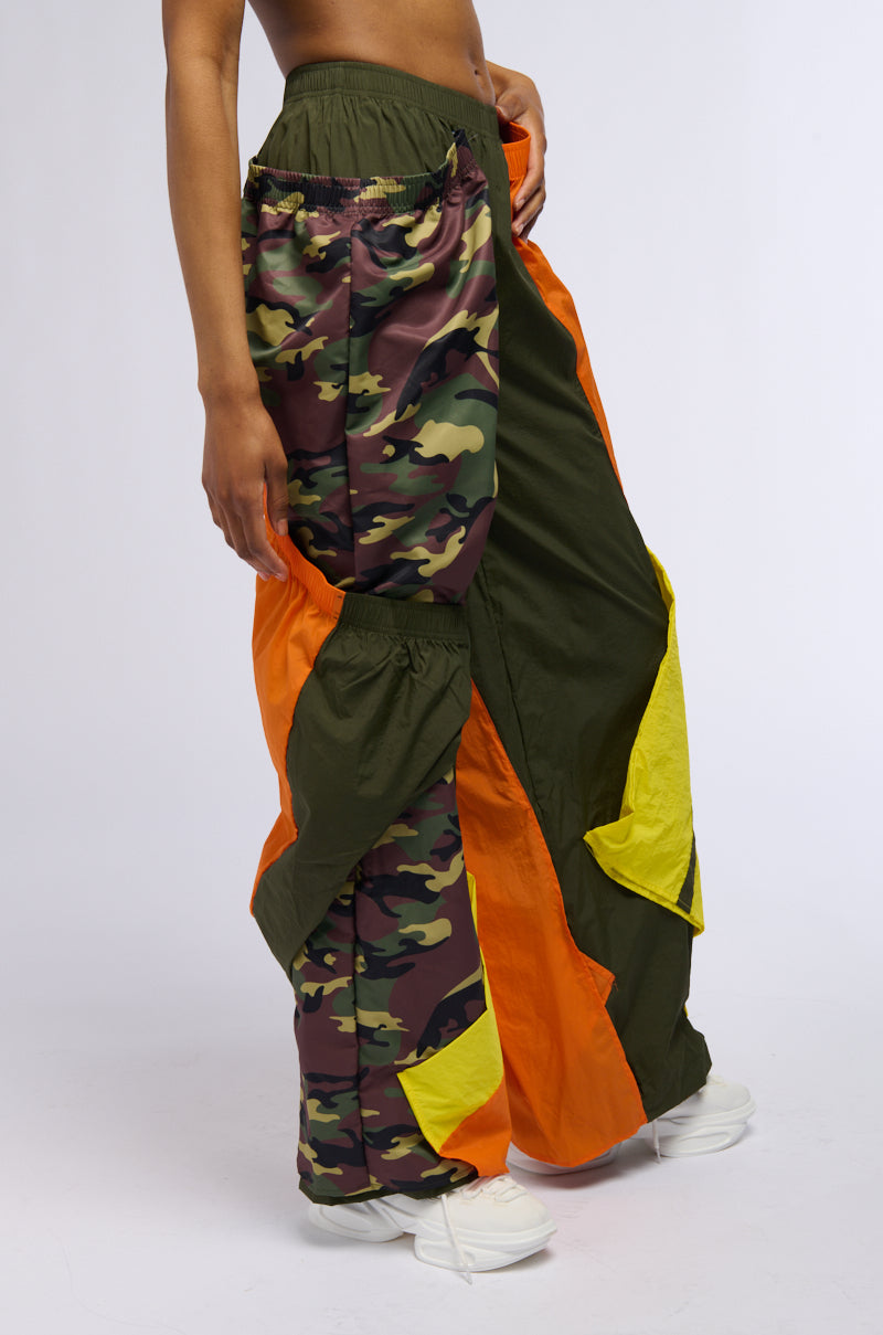 ISA CAMO AND COLORBLOCK NYLON SWEATPANT