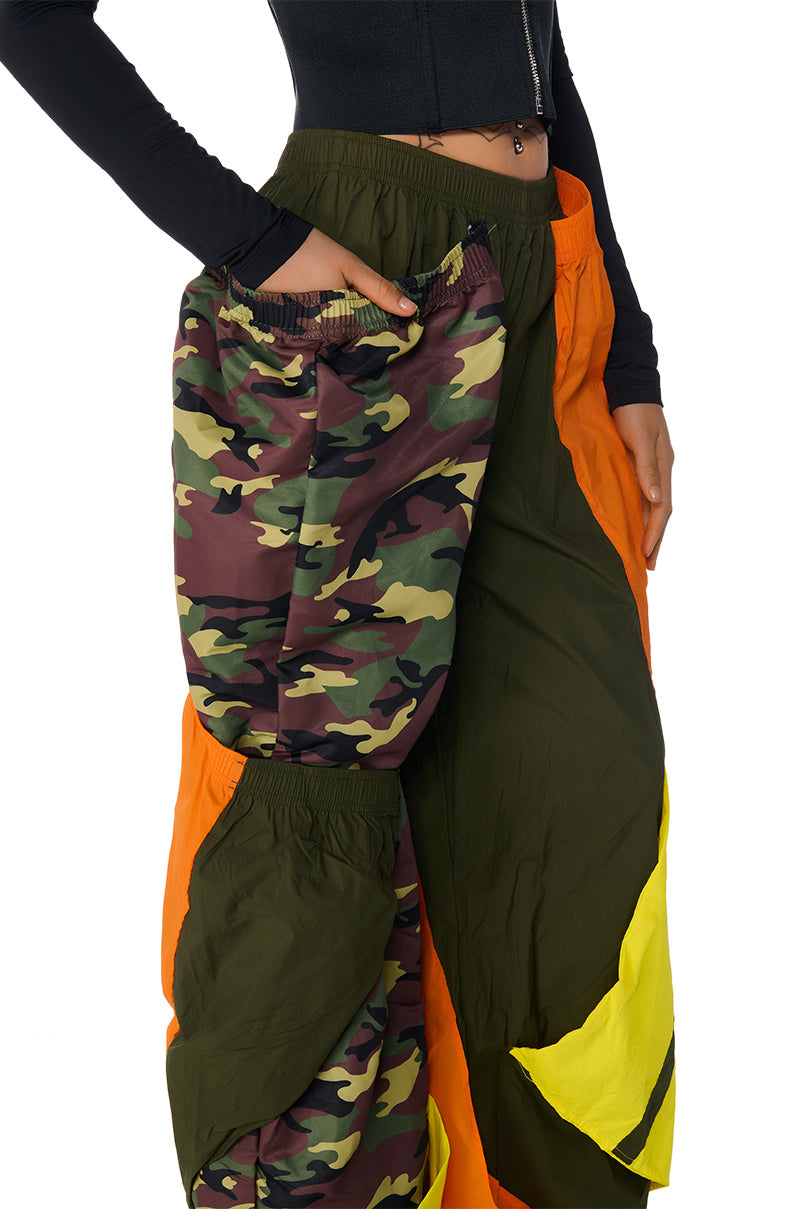 ISA CAMO AND COLORBLOCK NYLON SWEATPANT