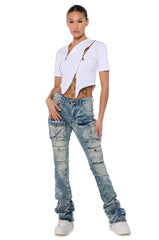 ITS A VIBE STACKED CARGO JEANS