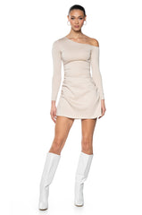 ITS GIVING OFF THE SHOULDER MINI DRESS