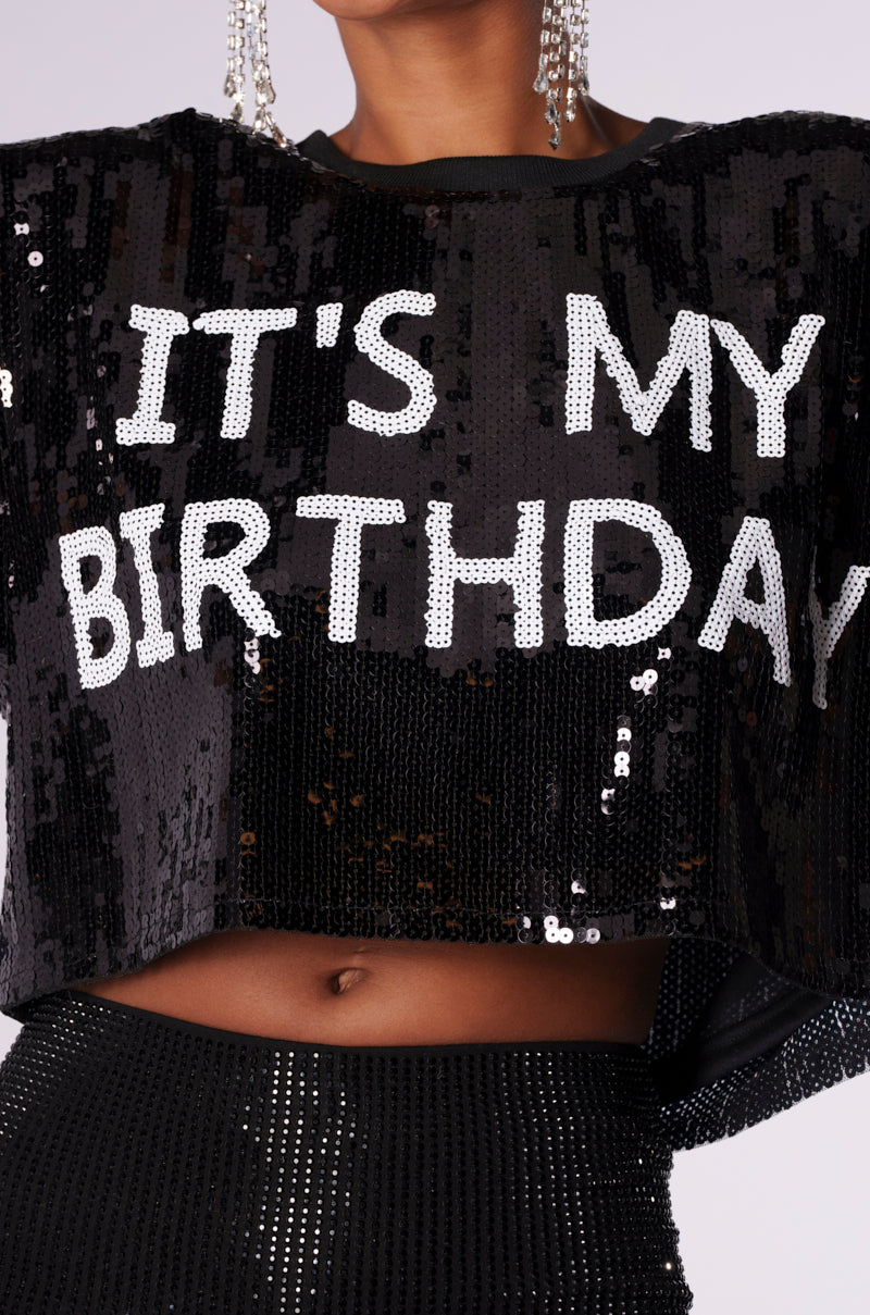 IT'S MY BIRTHDAY SEQUIN T-SHIRT