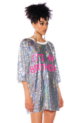 ITS MY BIRTHDAY SEQUIN TSHIRT DRESS