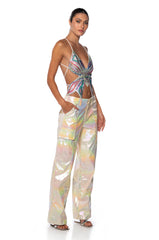 KAI EMBELLISHED BUTTERFLY CROP TOP