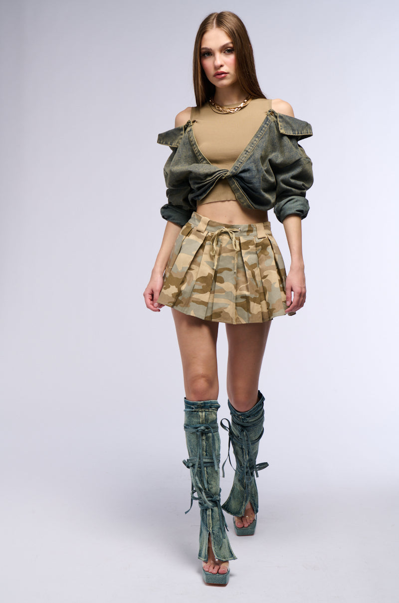 KAMI MINI SKIRT WITH SHORTS IN CAMO