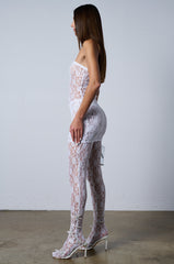 KARA LACE MINI DRESS AND TIGHT SET IN WHITE