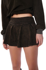 KAYLANI PLEATED MINI SKIRT IN CHARCOAL GREY
