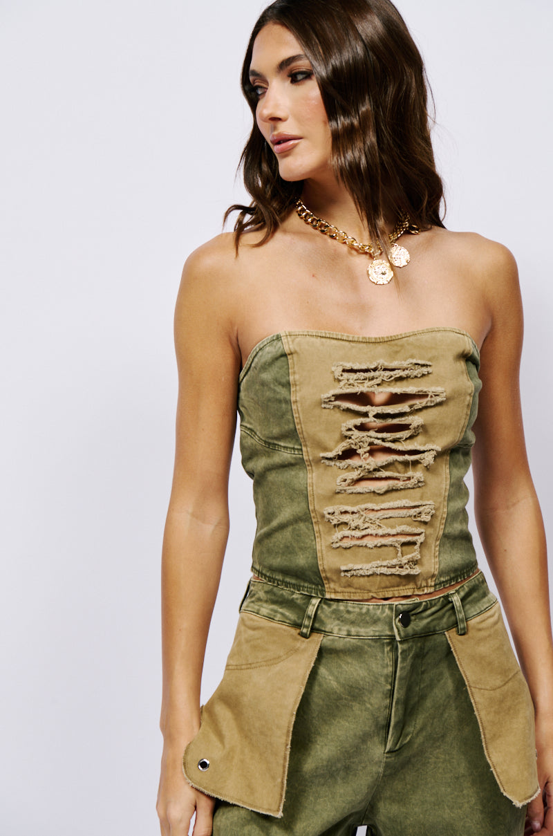 KILL THE LIGHTS DENIM CORSET TOP