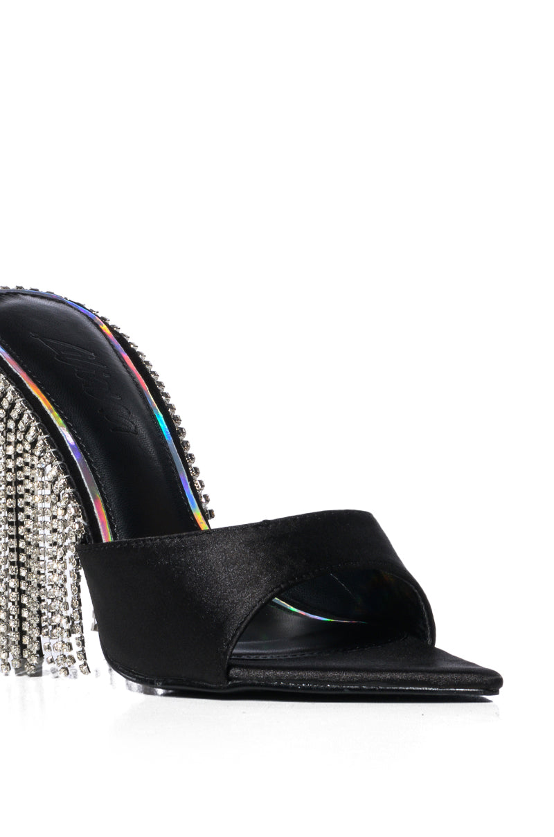 LAURENT BLACK DIAMOND DRIP HEEL SANDAL