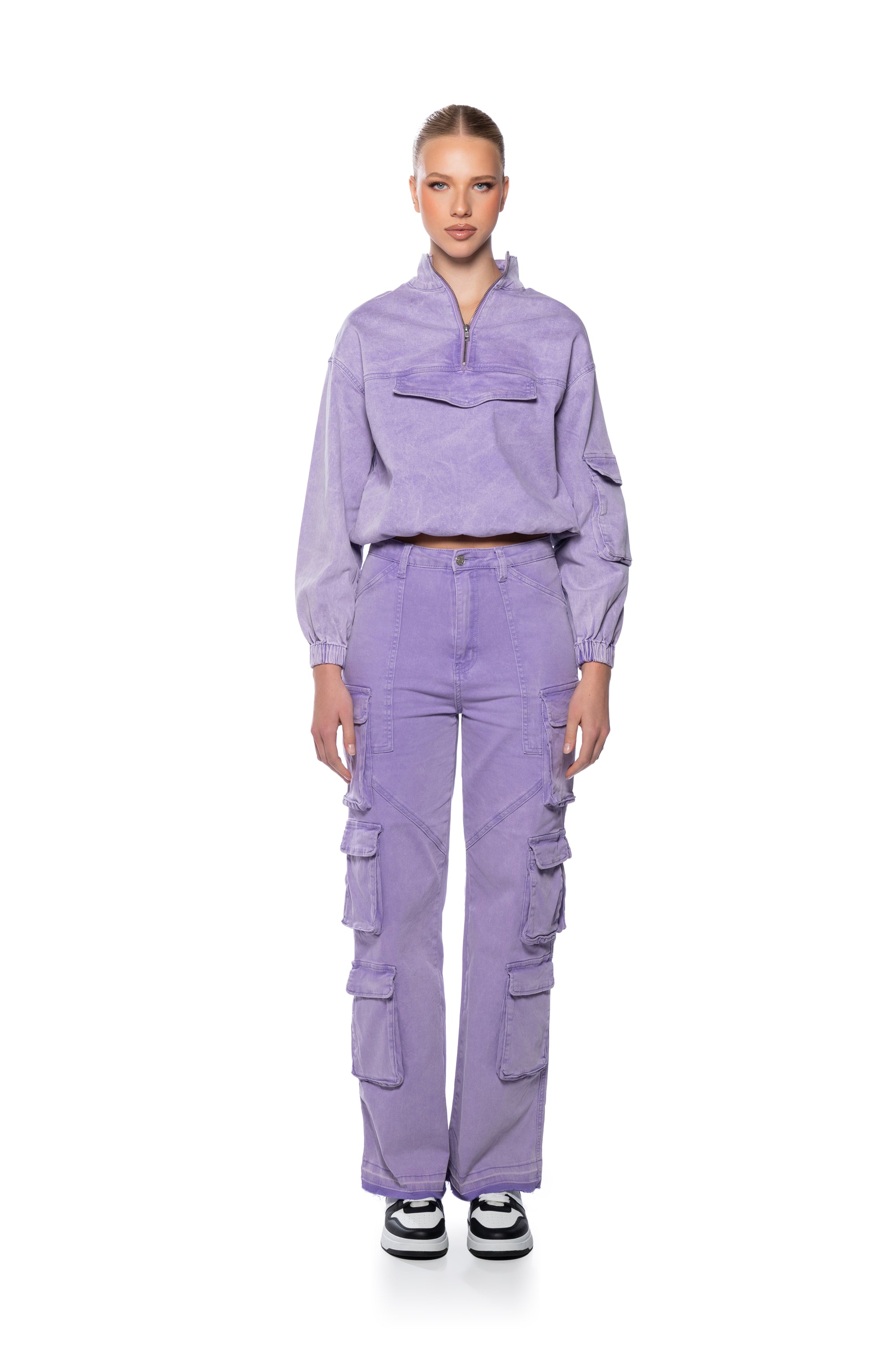 LAVENDAR DREAMS COLLARED OVERSIZED SWEATSHIRT