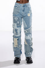LEON PATCHWORK HIGH RISE JEANS