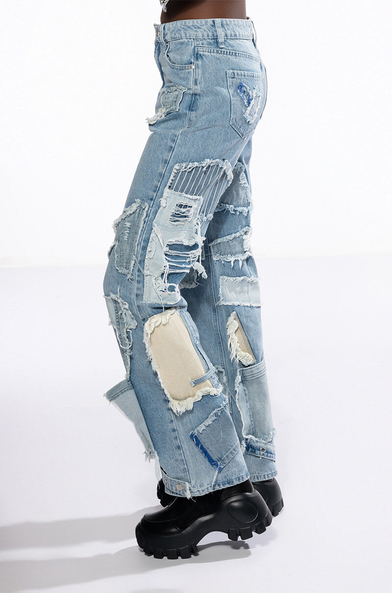 LEON PATCHWORK HIGH RISE JEANS