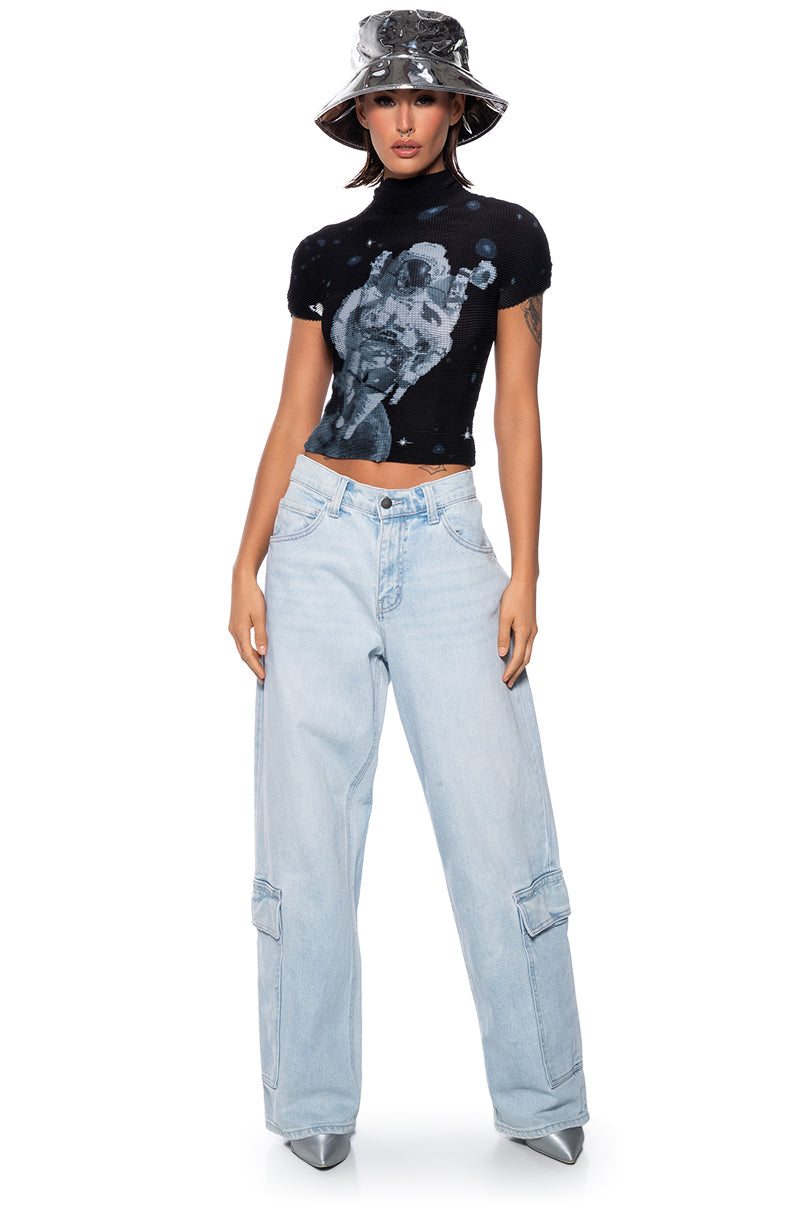 LIFT OFF TEXTURED CAP SLEEVE TSHIRT