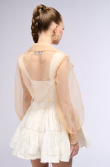 LIGHTWEIGHT MESH CROP BLAZER IN BEIGE