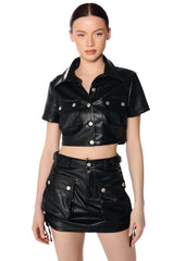 LIMITED EDITION FAUX LEATHER BUTTON DOWN SHIRT