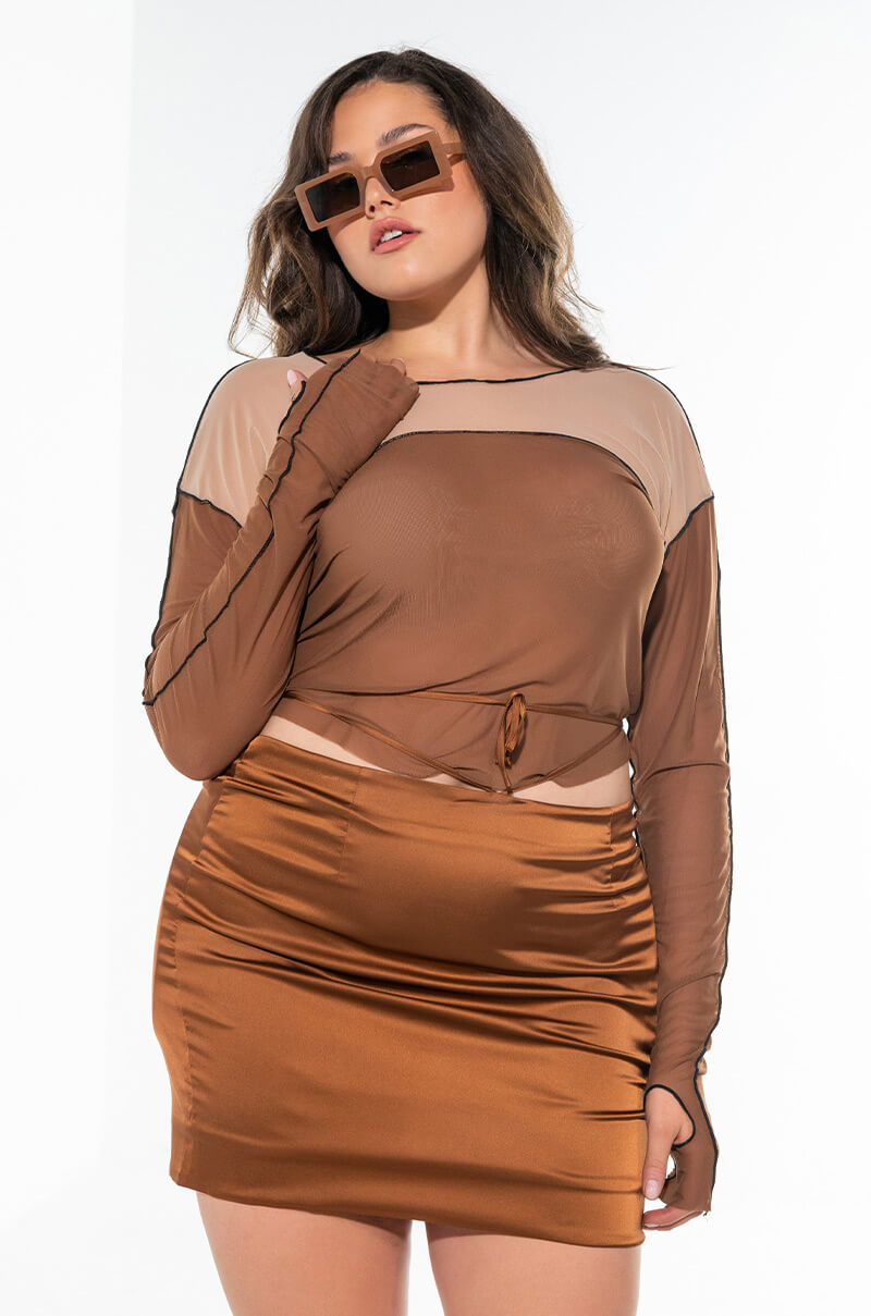 LONG WAY TO GO LACE UP MINI SKIRT PLUS SIZE