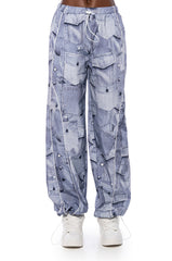LOOK AGAIN DENIM GRAPHIC PARACHUTE PANT