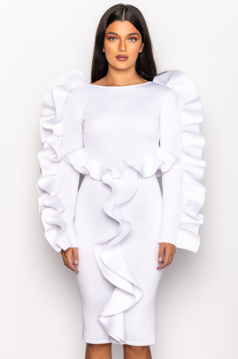 LOOK MY WAY SCUBA MIDI DRESS