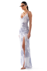 JADE PRINT SLIT MAXI DRESS