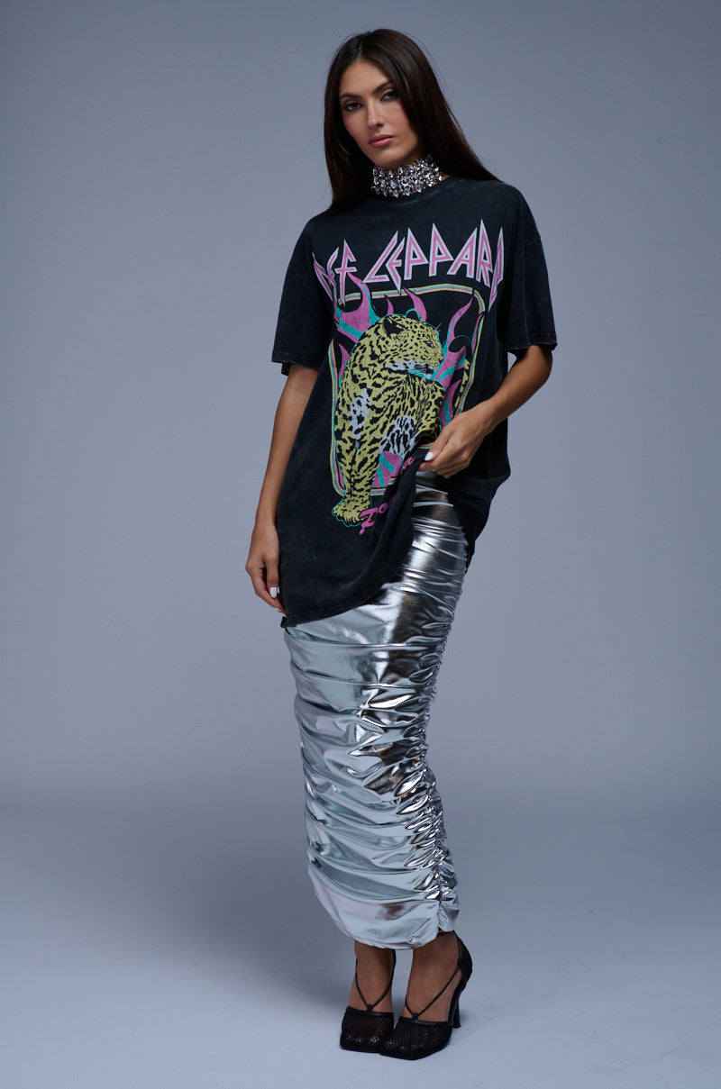 LUNA RUCHED METALLIC MAXI SKIRT