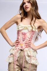 MARIE FLORAL LACE UP CORSET