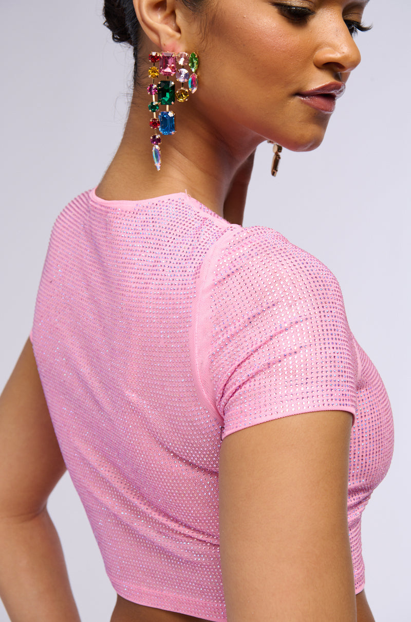 MAXIMUM SHIMMER RHINESTONE T SHIRT