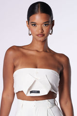 MEANT FOR BUSINESS COLLARED POPLIN BRA TOP