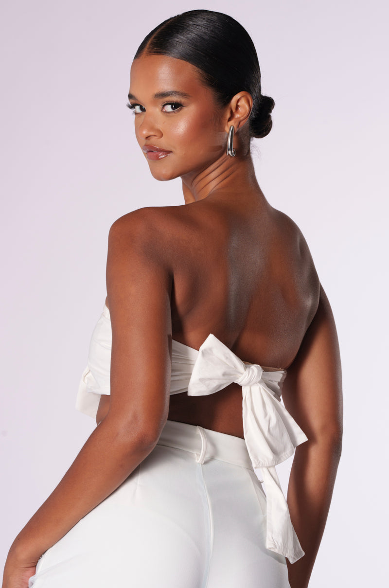 MEANT FOR BUSINESS COLLARED POPLIN BRA TOP