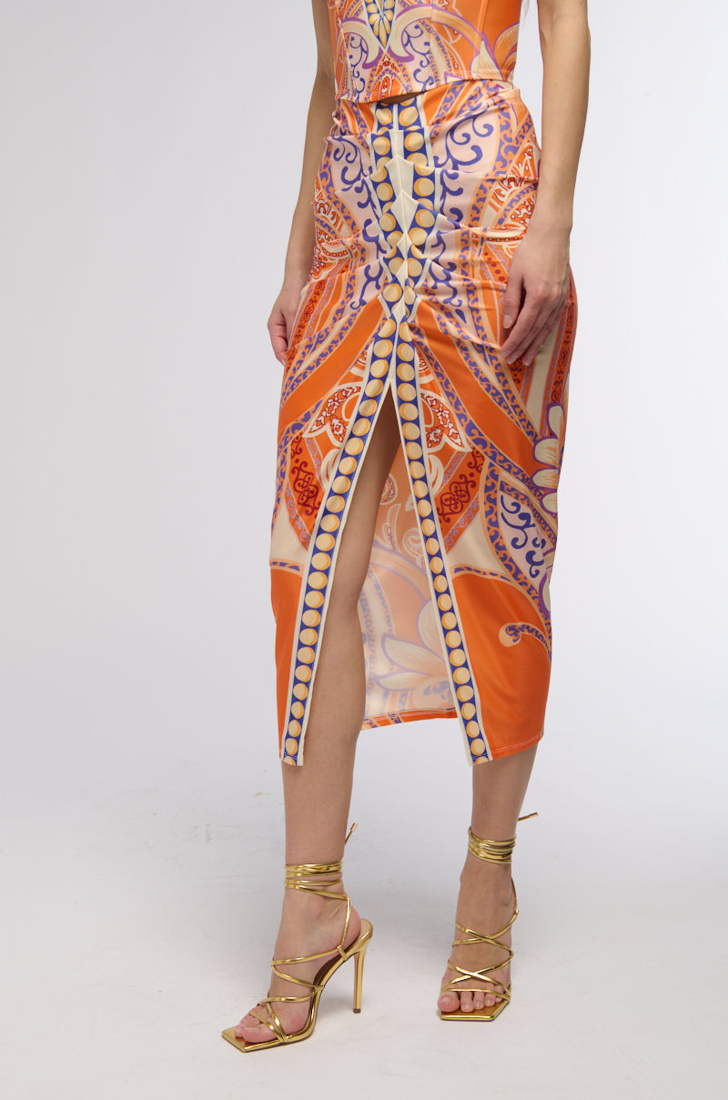 MEET AT SUNSET CORSET AND MIDI SKIRT MATCHING SET