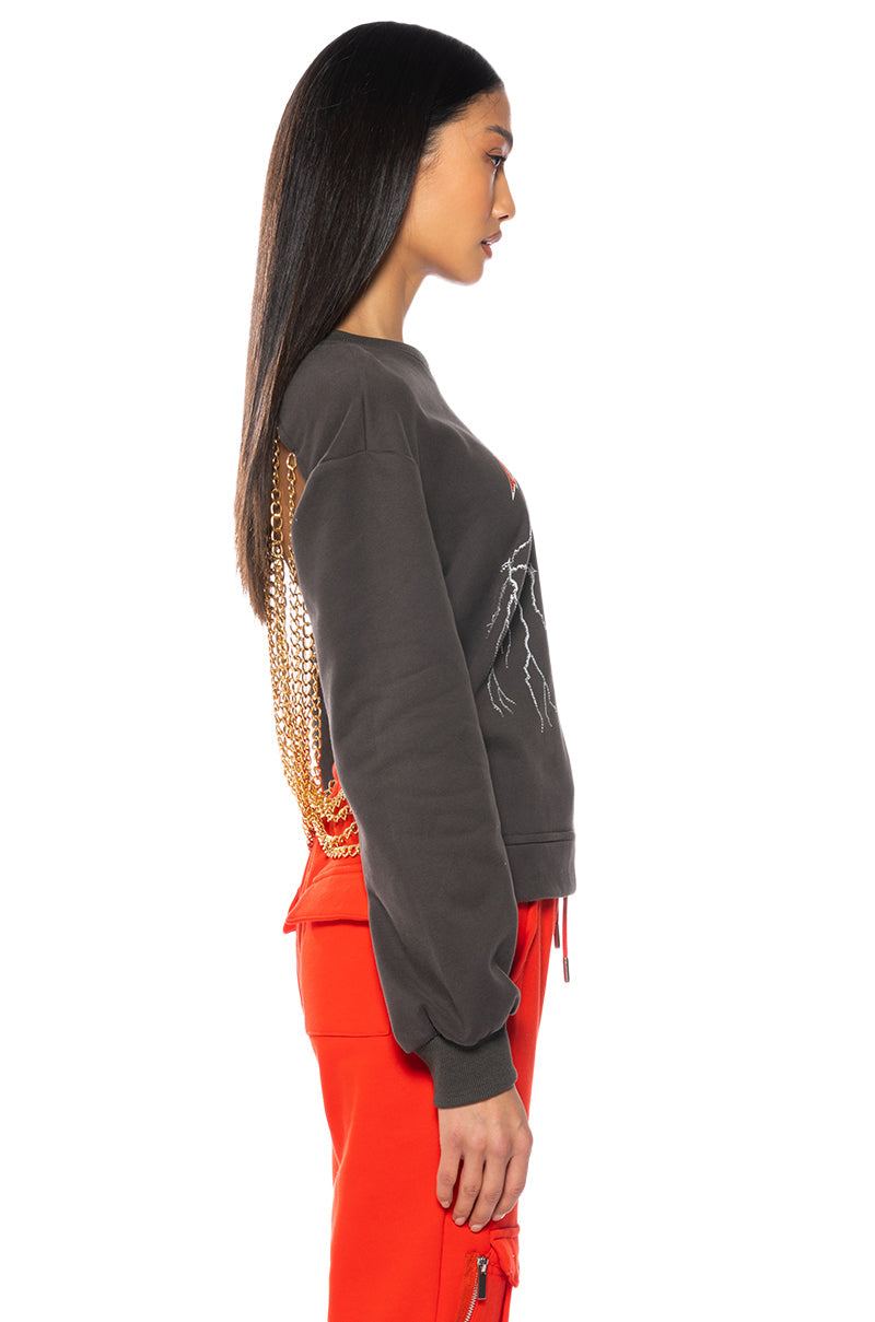 ALL THE THINGS RHINESTONE DETAIL SWEATSHIRT