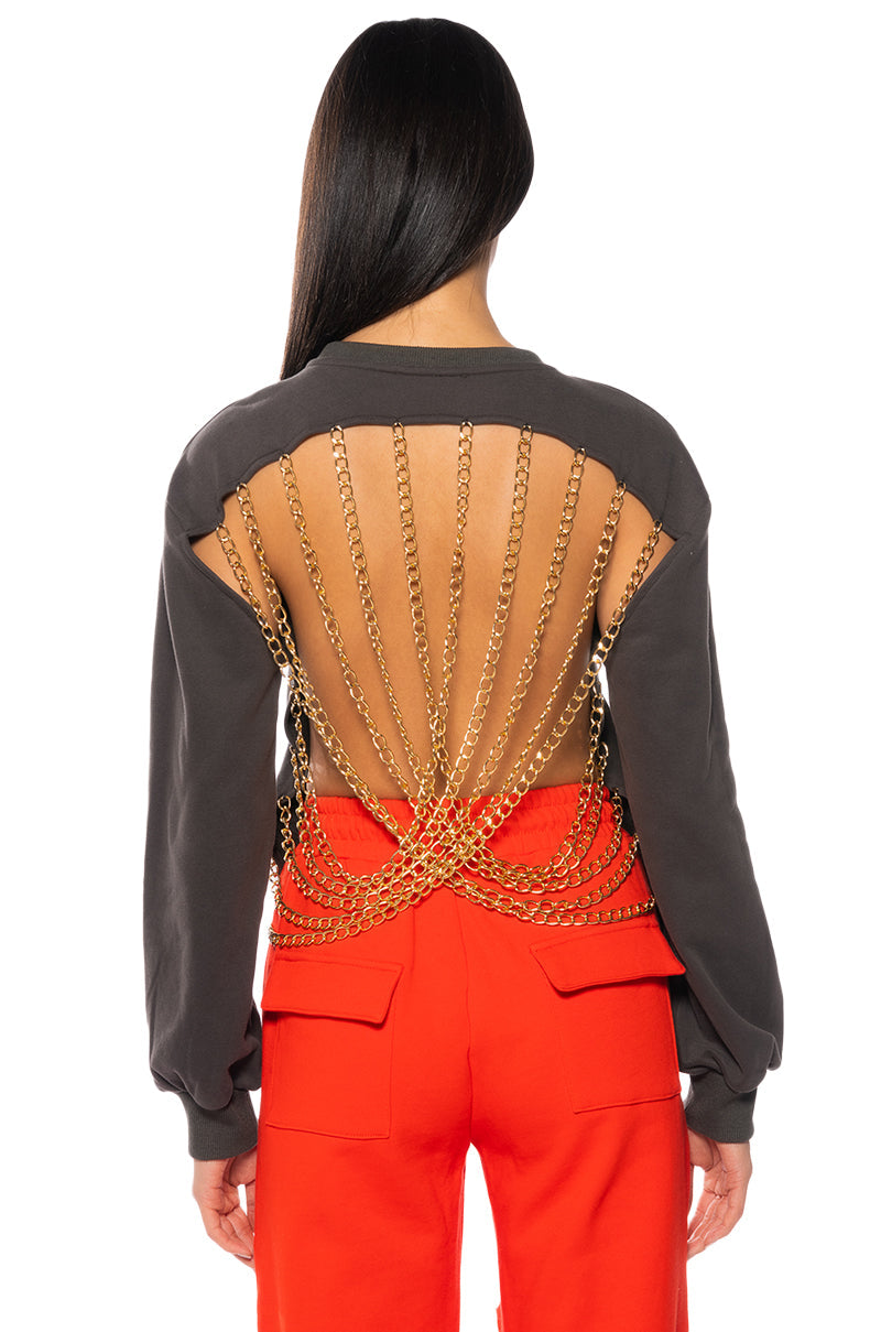 ALL THE THINGS RHINESTONE DETAIL SWEATSHIRT