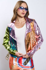 METALLIC PASTEL MOTO JACKET