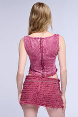 MIA DISTRESSED DENIM TANK TOP