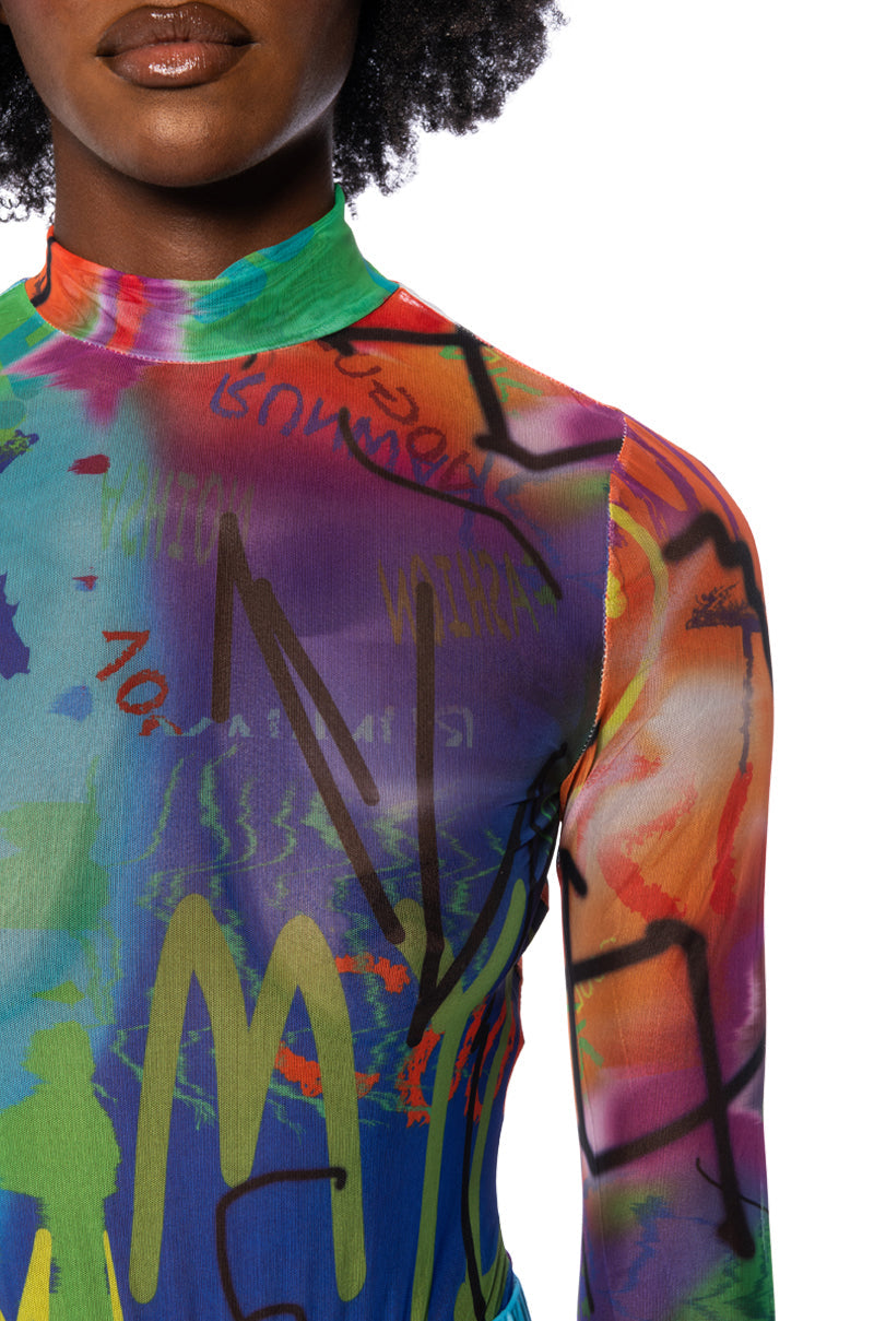 MIND GAMES LONG SLEEVE MESH BODYSUIT